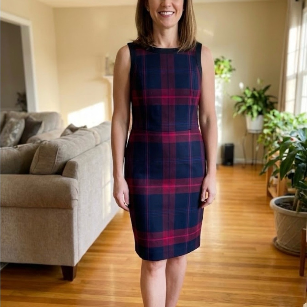Tommy Hilfiger Navy Blue & Red Plaid Dress Dark Academia - Women’s 12